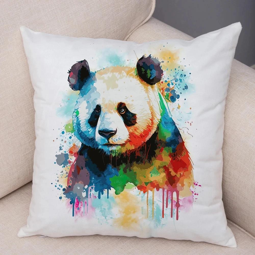 Cartoon Cat Dog Lion Panda Bird Cushion Cover Decor Cute Animal Pillow Case Peach Skin Soft Pillowcase For Children Room Home