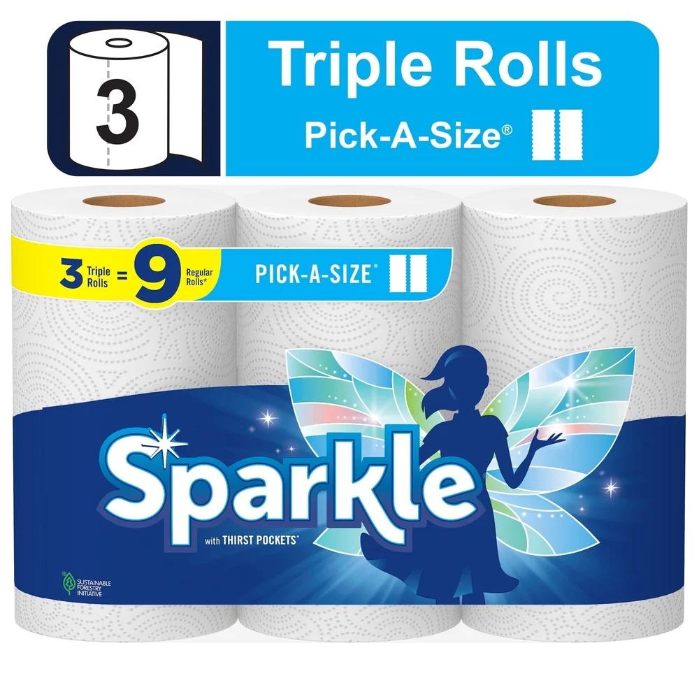 Pick-a-Size Paper Towels 3 Triple Rolls Strong Absorbent 2-Ply Perforated Sheets Ideal Cleaning Household Messes Kitchen DIY