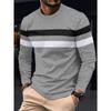 2024 Spring and Autumn Fashion Men's Long Sleeve Round Neck Splicing T-shirt Business Anti Wrinkle Street Wear Casual Top
