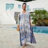 EDOLYNSA Повседневный кафтан с принтом тай-дай, полосатый халат с v-образным вырезом и рукавами «летучая мышь», 2023, женская пляжная одежда, макси-платья, накидки Q1218