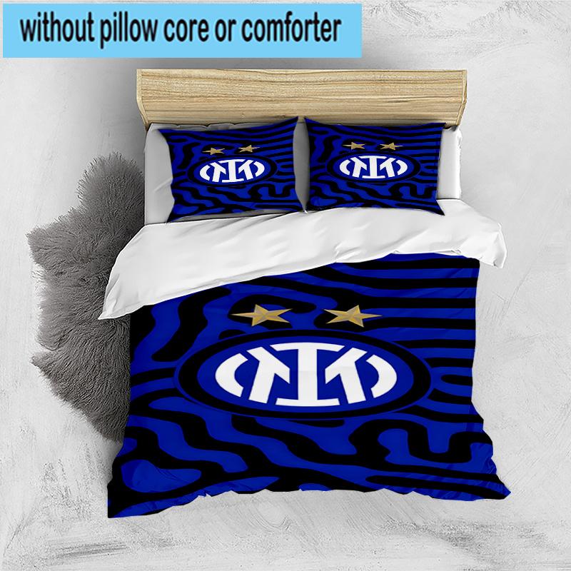 3pcs Mi-lan FC Emblem Printed Bedding Set Duvet Cover Closure Includes 1 Duvet Cover & 2 Pillowcases Bedding Sets Home Decor Gifts