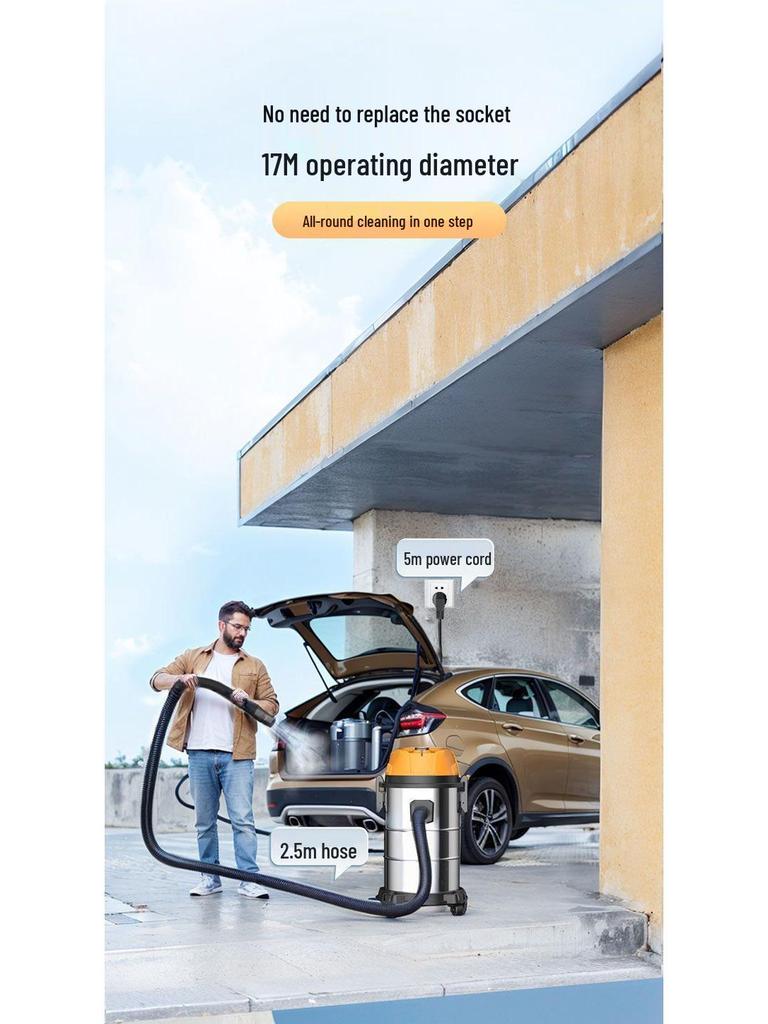 High-Suction Industrial Vacuum Cleaner for Home - Compact Wet & Dry Use, Grout Cleaning, Car Wash; Free Shipping
