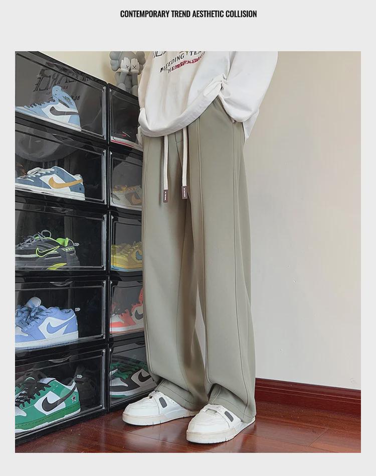 Men's Soft Velvet Wide-Leg Sweatpants: Versatile High Street Style for Autumn and Winter.