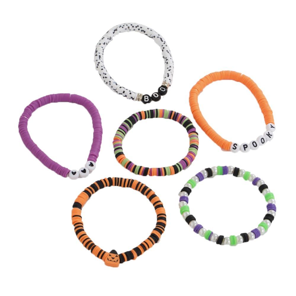 Браслеты на Хэллоуин с летучими мышами, браслет с бусинами-буквами, простой браслет с подвеской-тыквой, для вечеринки девочек