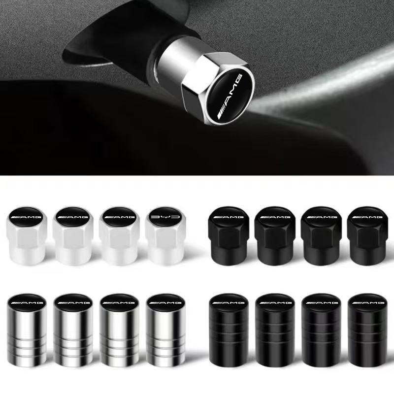 KGMZA1 For Mercedes Benz AMG A B C E G CLA W211 W203 W204 C260 E300L A200L 4Pcs Car Badge Wheel Tires Valve Caps Tyre Valve Stem Covers