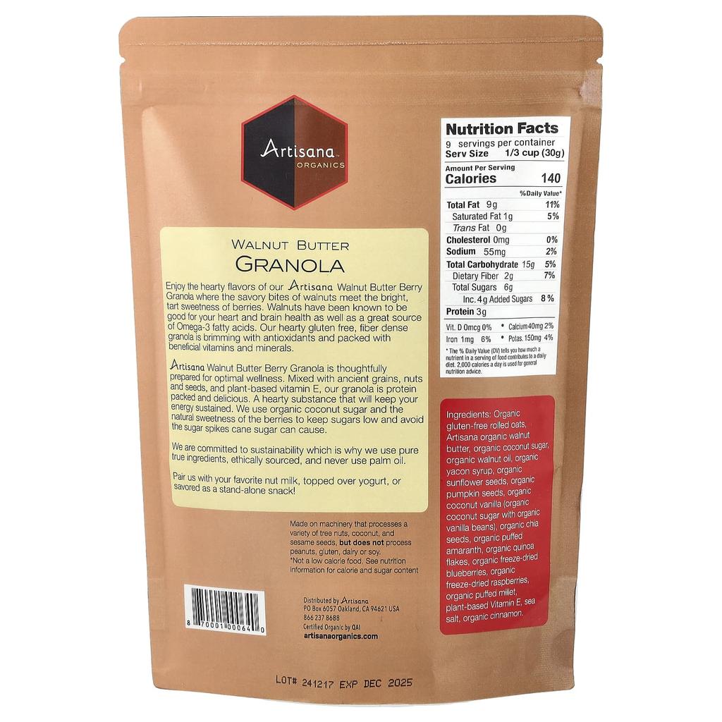Artisana, Organics, Walnut Butter Granola, 283g (10oz)