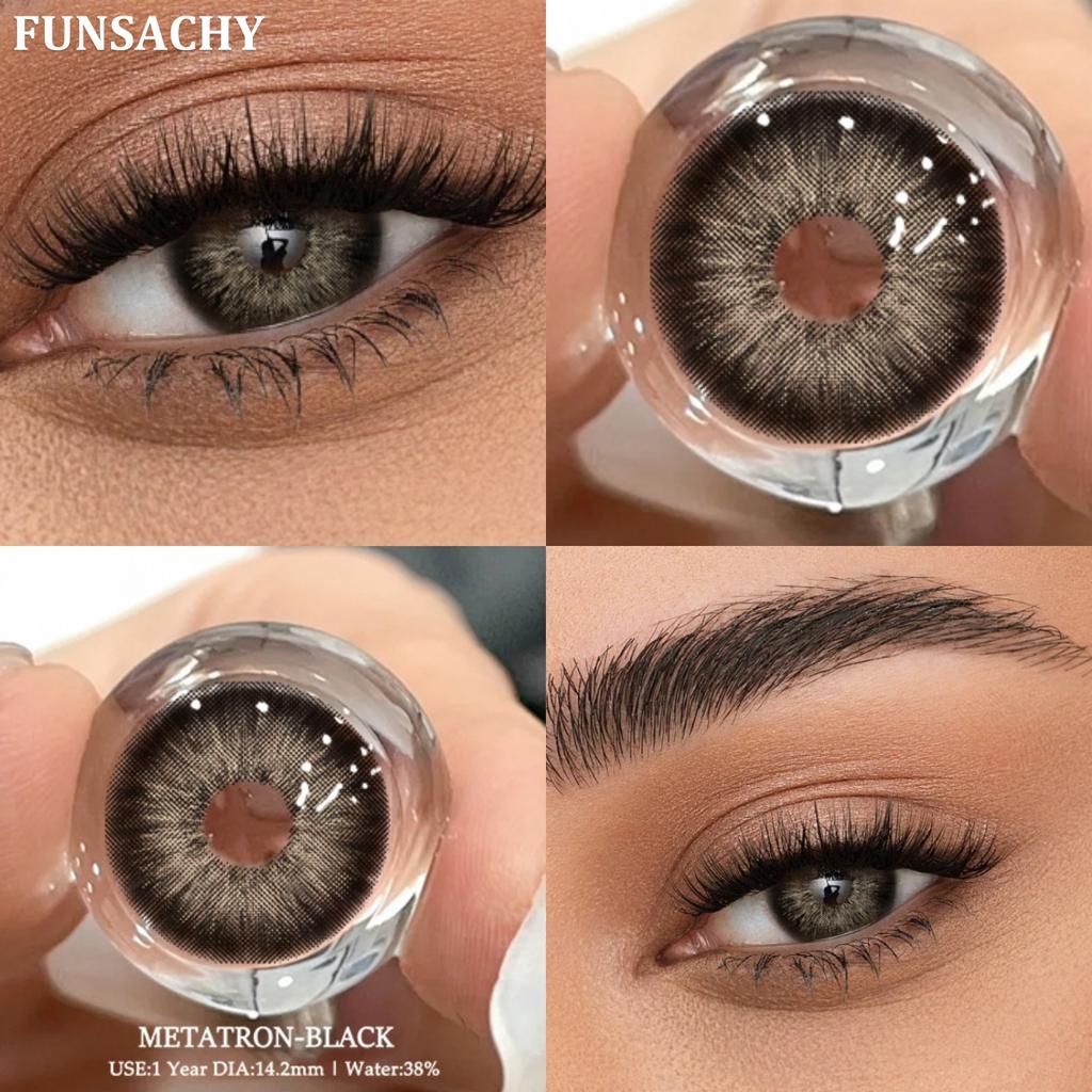 FUNSACHY 1 пара контактных линз натурального цвета для глаз, косметические цветные линзы, коричневые контактные линзы, ежегодные косметические цветные линзы для глаз
