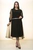 Women's Big Size Dress Black Sleeve Embroidered Plus Size Dress