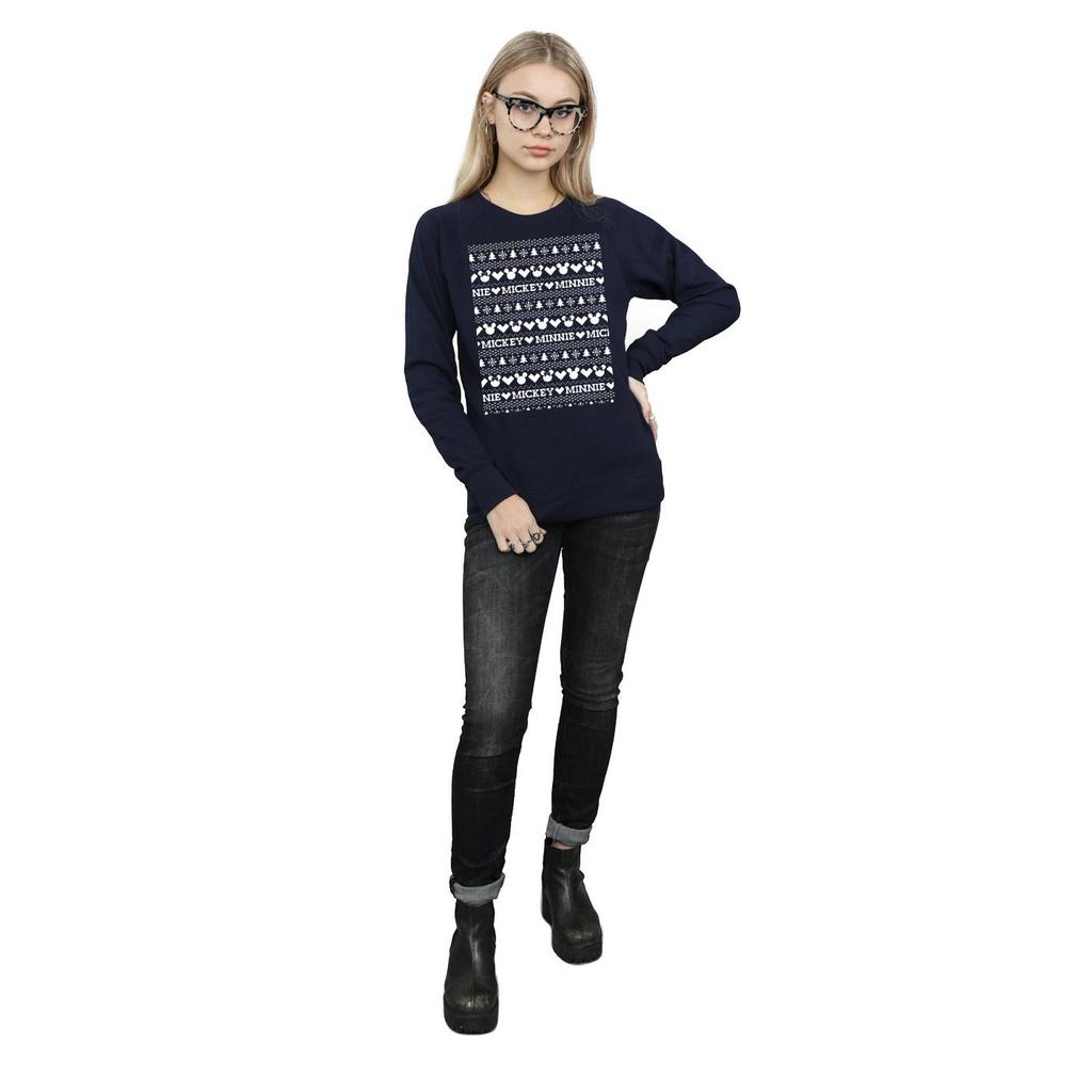Disney Womens/Ladies Mickey And Minnie Christmas Fair Isle Sweatshirt