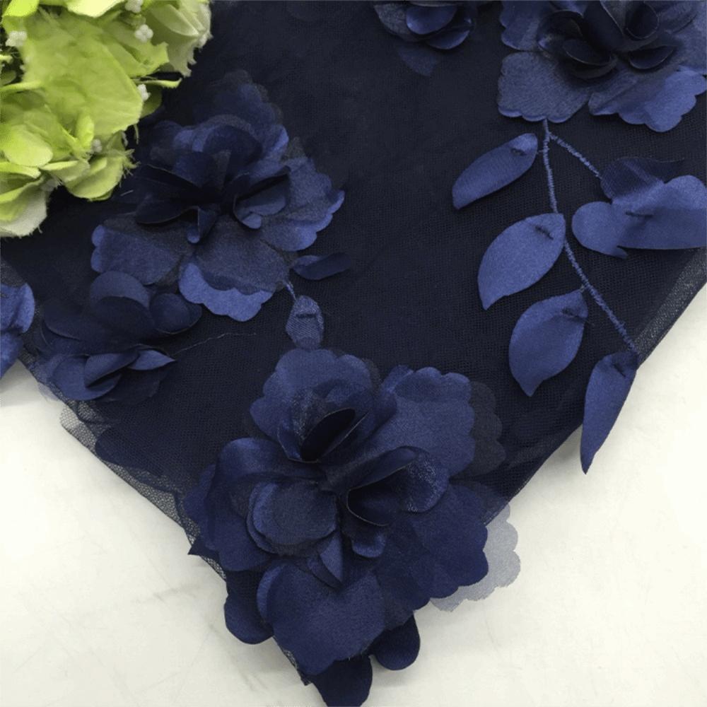 140cm*1 Yard 3D Flower Lace Fabric with Beads High Quality Embroidery Lace Fabric Handmade Clothing Sewing Fabric