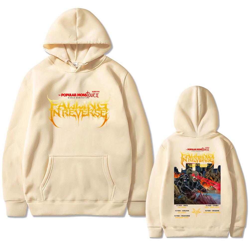 Худи Falling in Reverse Popular Mons Tour II Мужское Женское Рок Метал Оверсайз Уличная Одежда Мужские Повседневные Толстовки