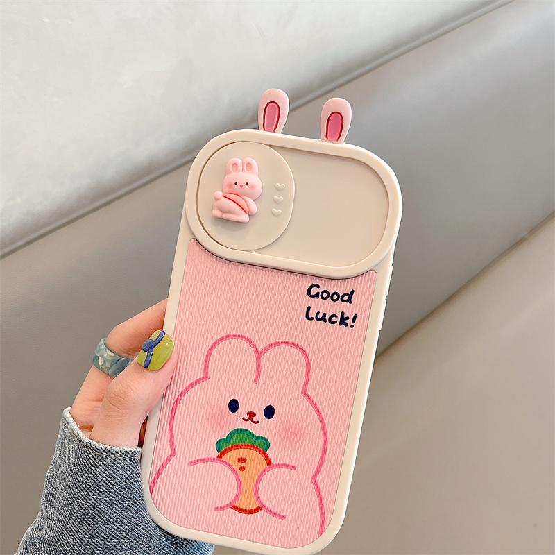 Защитный чехол для объектива камеры с 3d ушками медведя и кролика для Iphone 14 13 12 11 Pro Max 14 Plus противоударный чехол