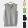 Yousheng Женский вязаный жилет с V-образным вырезом без рукавов с ребристой отделкой Однотонный жилет Топы Осень Зима Свободный трикотаж