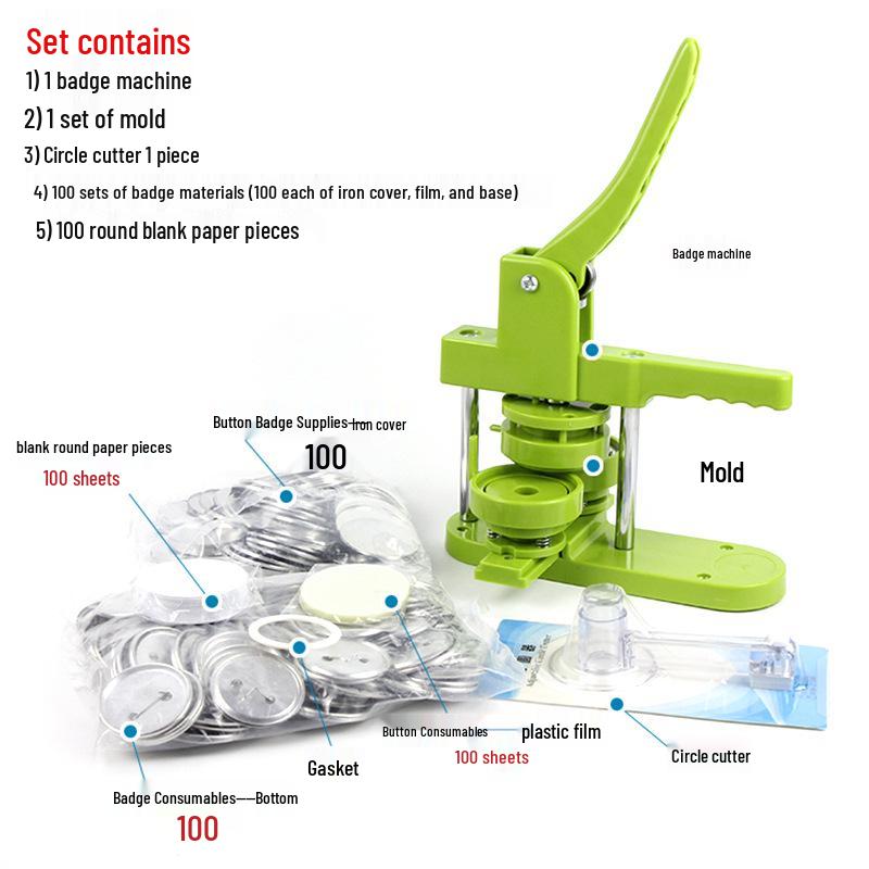 DIY Badge Maker Set for Kids: Homemade Lapel Pin Machine with Mold & Tools for Art Activities