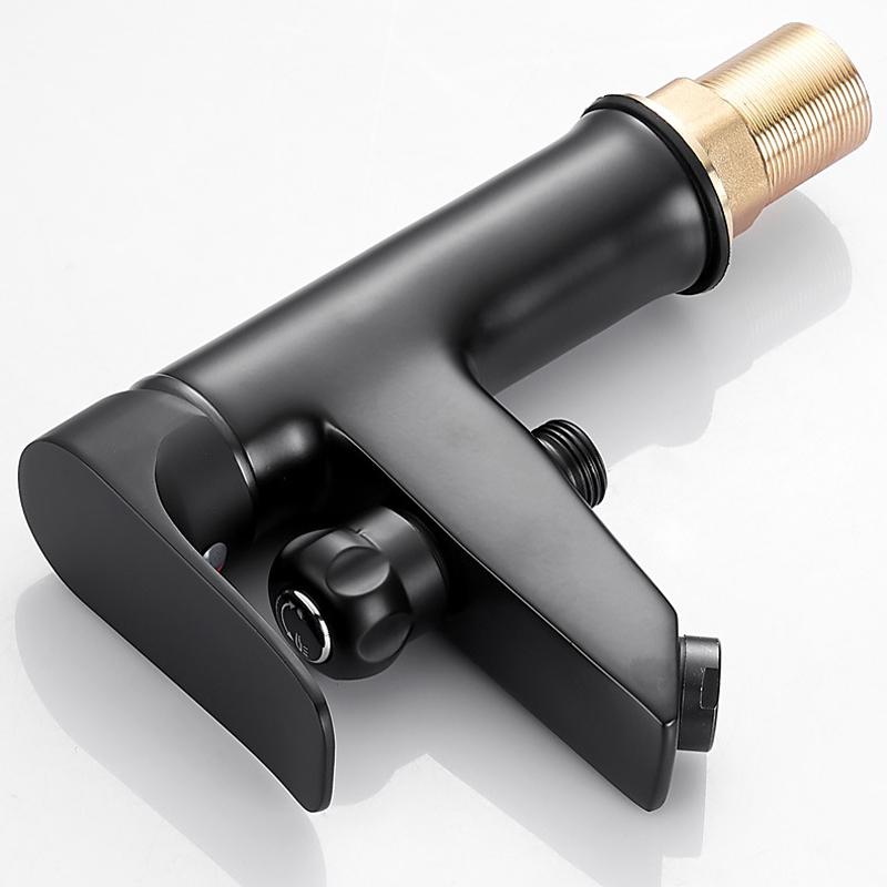 Латунный кран для раковины в ванной комнате, черный однорычажный кран, смеситель для раковины с душевой лейкой, смесители для горячей и холодной воды, смеситель