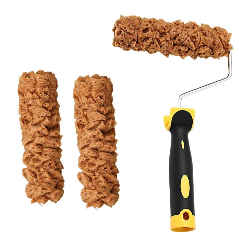 Complete Painting Set With 3 Drywall Texture Rollers and Roller Frame Convenient for Wall Surfaces Finishes Daily Use