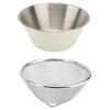304 Stainless Steel Colander Set Microporous Fine Mesh Mini Metal Strainer with Mixing Bowl 14cm for
