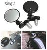 XSAJU Motorcycle Mirror, Left & Right Set, Bar-End Mirror, Universal, Round Shape, Foldable, Black