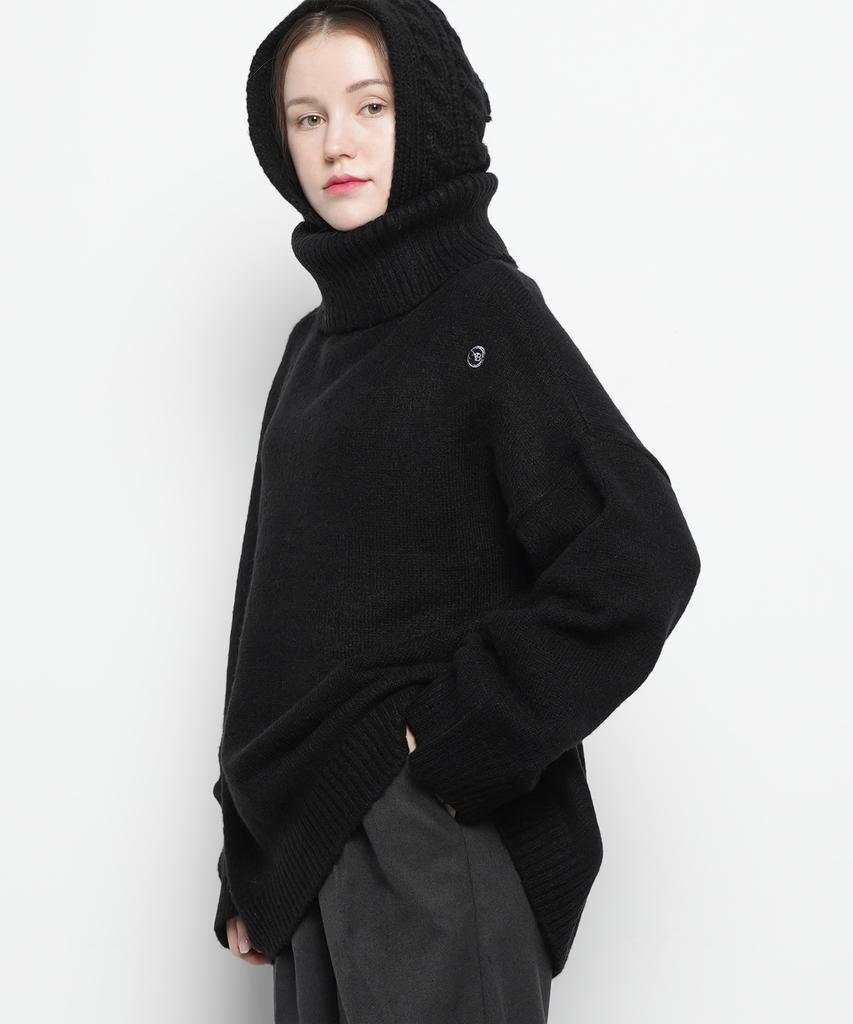 THE-ABON Women'S Classic Over Turtleneck Knit Black