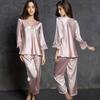 Ice Silk Kawaii Clothes Women's Pajamas Sexy Large Size Pajamas Set Lace Homewear Set Korean Style Loose Spring and Autumn Pajamas
