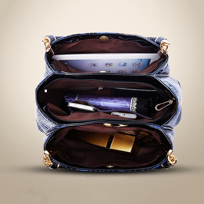 Сумки из крокодиловой кожи для женщин, большая вместимость, сумка через плечо