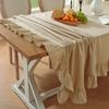 Однотонная скатерть с оборками, смесь хлопка, деревенская скатерть, прямоугольная квадратная накладка на стол для фермерского дома