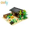 Ovly Farm Zoo Tiger House MOC Parts Set Animals Bamboo DIY Building Block Kit Kids Gift with Manual