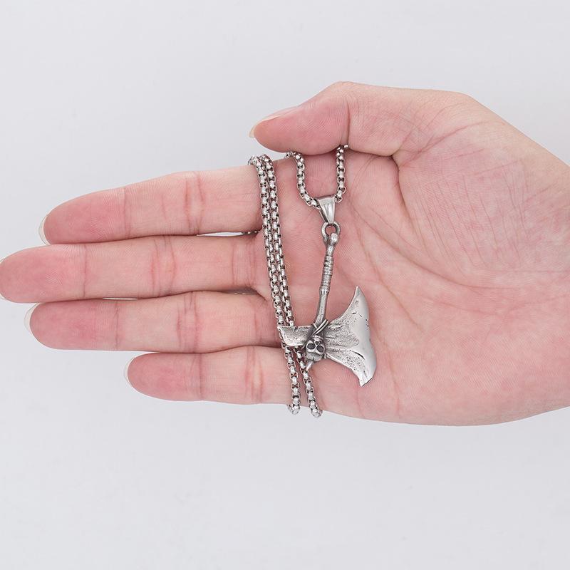 Томагавк Викинг Кельтский Череп Нержавеющая Сталь Мужское Ожерелье