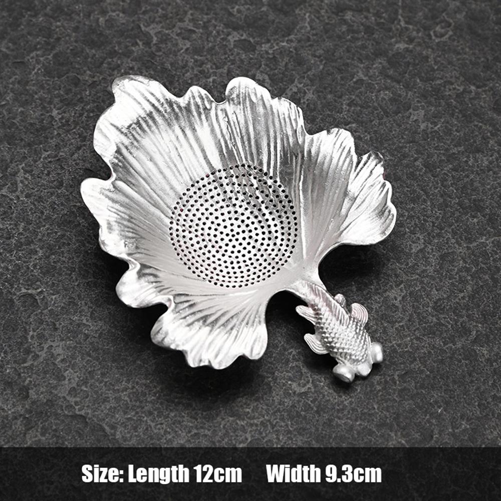 Creative Tea Drain Pure Tin Tea Set Gourd Filter Japanese Handmade Hammered Leaf Filter Kung Fu Tea Ceremony Gift for Friends