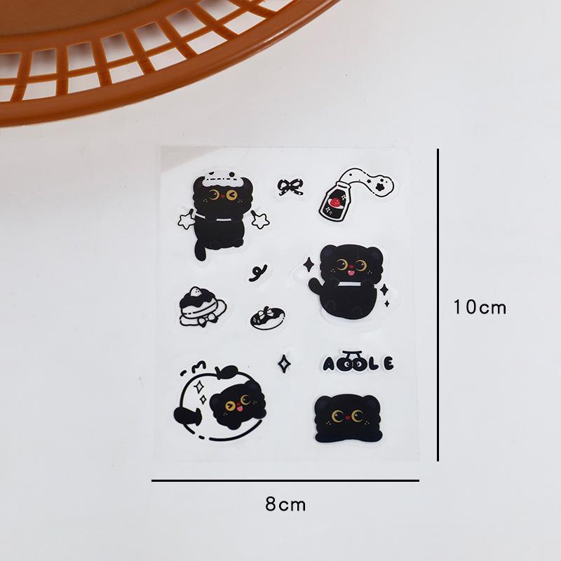 Adorable Black Cat Stickers - Cartoon DIY Waterproof Stickers for Journals, Water Bottles, and Phones