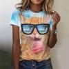 Fashion Womens T-shirt 3D Cats Print Tees Tops Harujuku Animal T Shirt Female Clothing Oversized Summer Top 2024 Women's T-shirt
