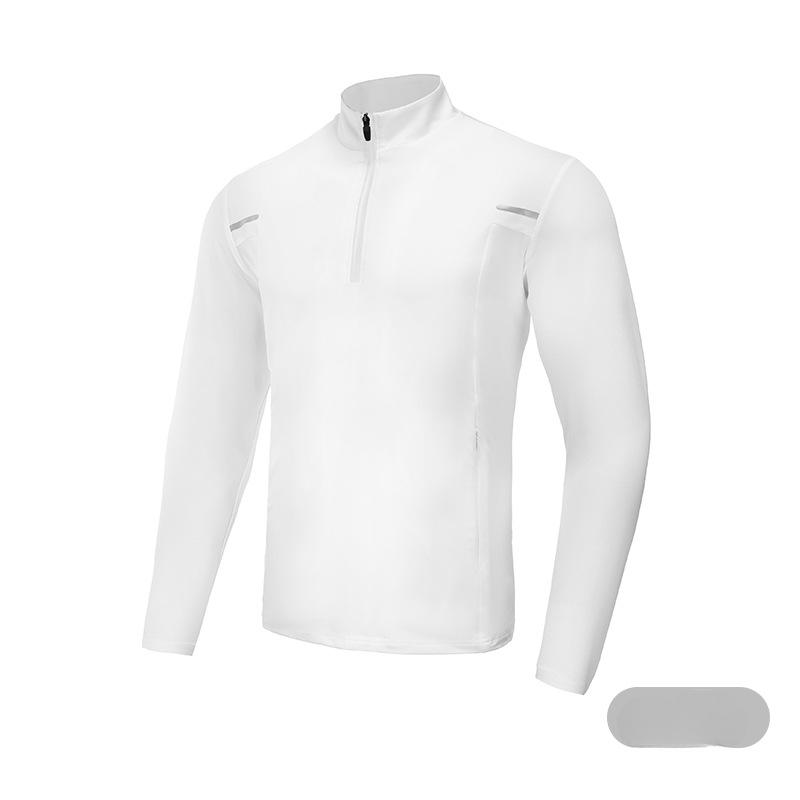 Мужская одежда с длинными рукавами, быстросохнущая, для занятий фитнесом на открытом воздухе, футболка, высокоэластичная, спортивная футболка с полумолнией