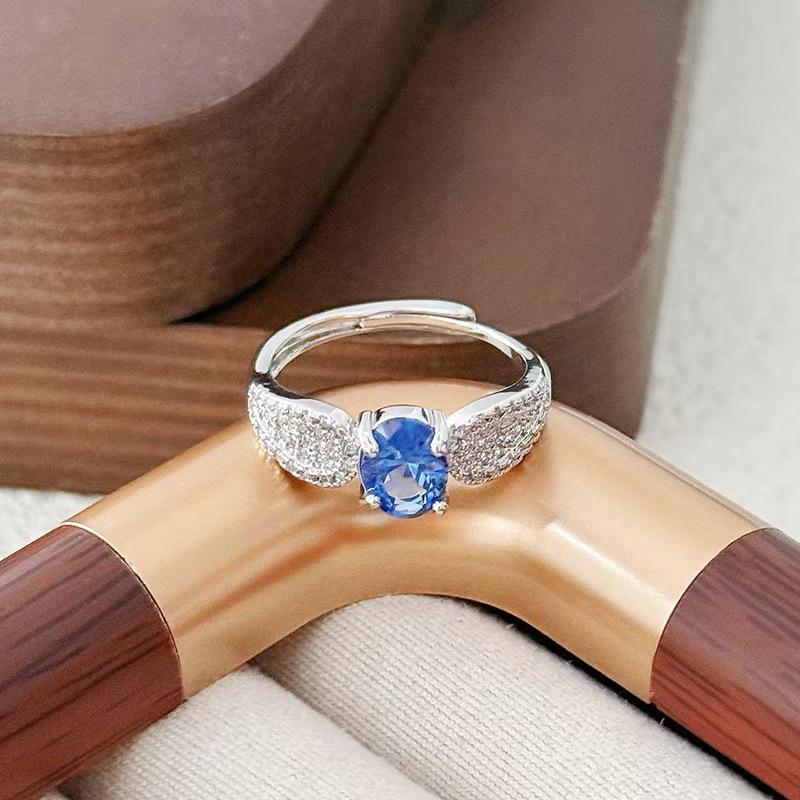 Роскошное изысканное кольцо с супер-блестящим морским синим цирконом высокого класса, цветной драгоценный камень, высокая ценность, нишевый дизайн, модное супер-фееричное кольцо