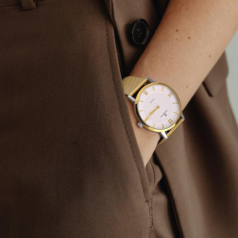 [ANNEFIT] металлический ремешок для часов 22 мм, сетчатый ремешок для часов из нержавеющей стали 316L, сменный ремень с быстросъемным креплением, золотистый