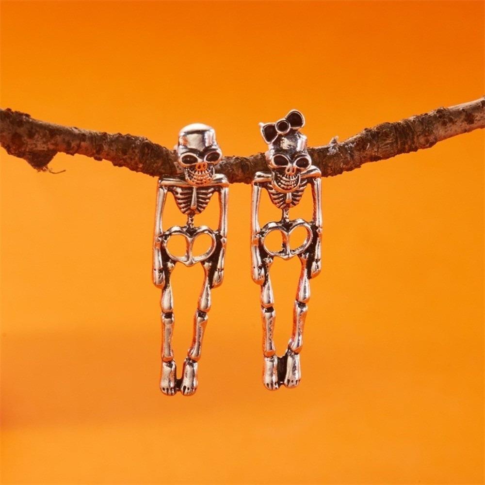 Цинк Серьги-скелеты из цинкового сплава Хип-хоп Имитация человеческой кости Серьги Хэллоуин Подвесные серьги Вечеринка