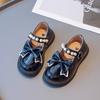 Children Shallow Leather Shoes for Girls Bow 2024 Pearls Cute Glossy Versatile Soft Breatheable Simple Non-slip Princess Loafers
