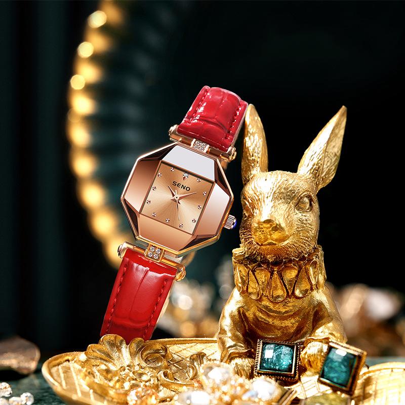 SENO Женские часы Женские модные простые водонепроницаемые кожаные кварцевые часы