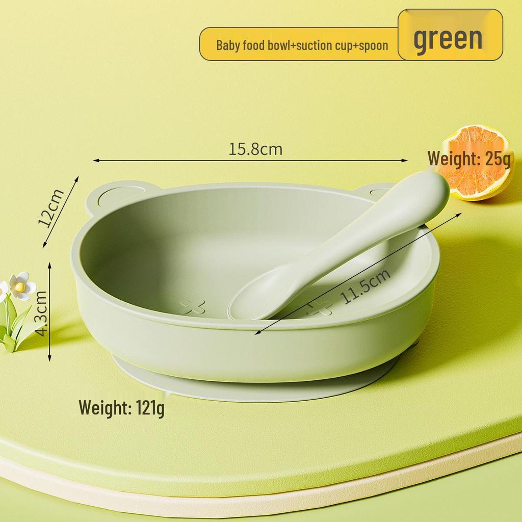 Silicone Baby Bowl with Lid, Food-Grade Suction Cup, Anti-Fall, Little Bear Design