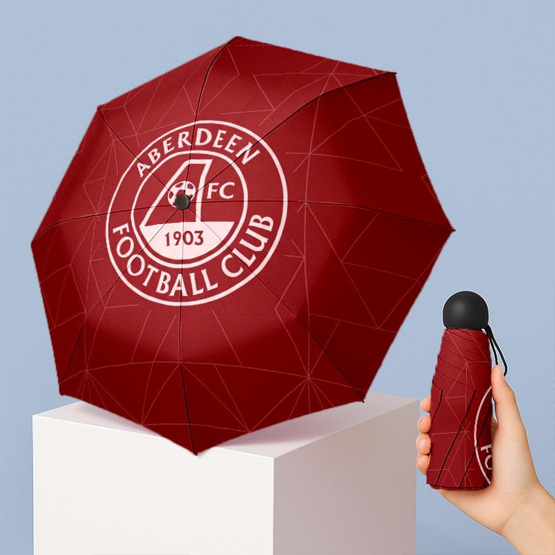 Aberdeen FC Mini 5 Fold Pocket Umbrella Compact Lightweight Anti UV Rain Sun Protection Umbrella Portable Travel Umbrella