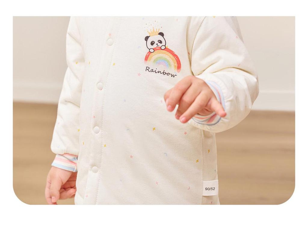 Детский пижамный комплект Jingqi из стеганого хлопка с высокой талией и защитой животика - Теплая, регулирующая температуру домашняя одежда для осени и зимы