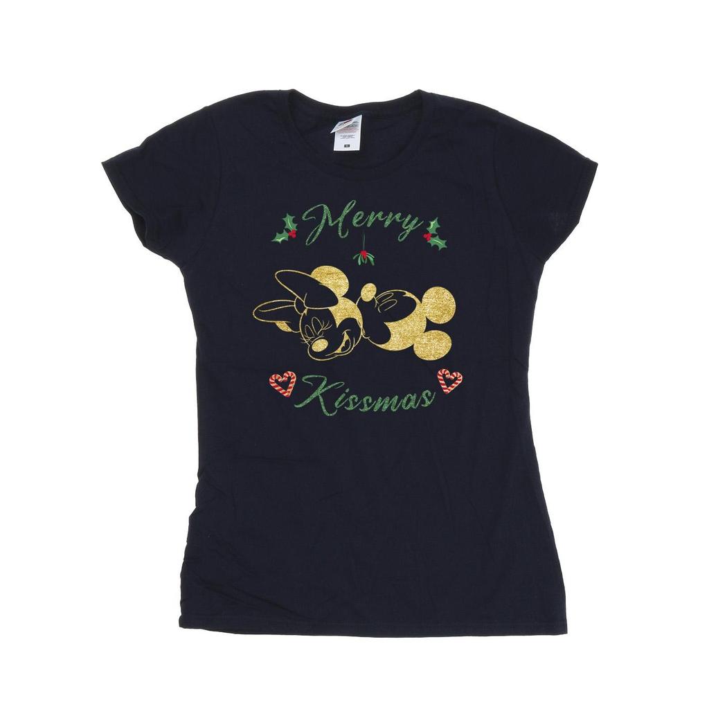 Disney Womens/Ladies Mickey Mouse Merry Kissmas Cotton T-Shirt