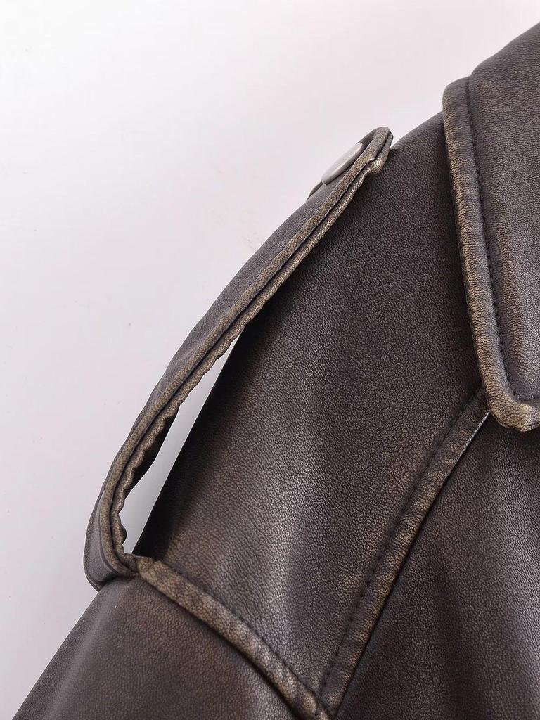 Осенняя куртка из искусственной кожи с градиентом 2023 года для мотоциклистов — стильный дизайн с короткими лацканами для крутых женщин