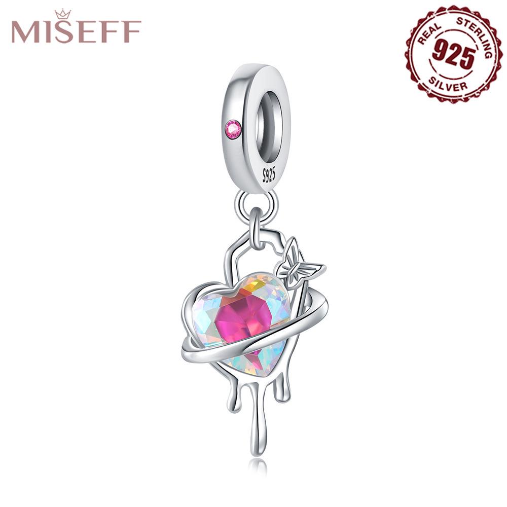 Sterling Silver S925 Heart Tree of Life Planet Pendant Charm for DIY Bracelets