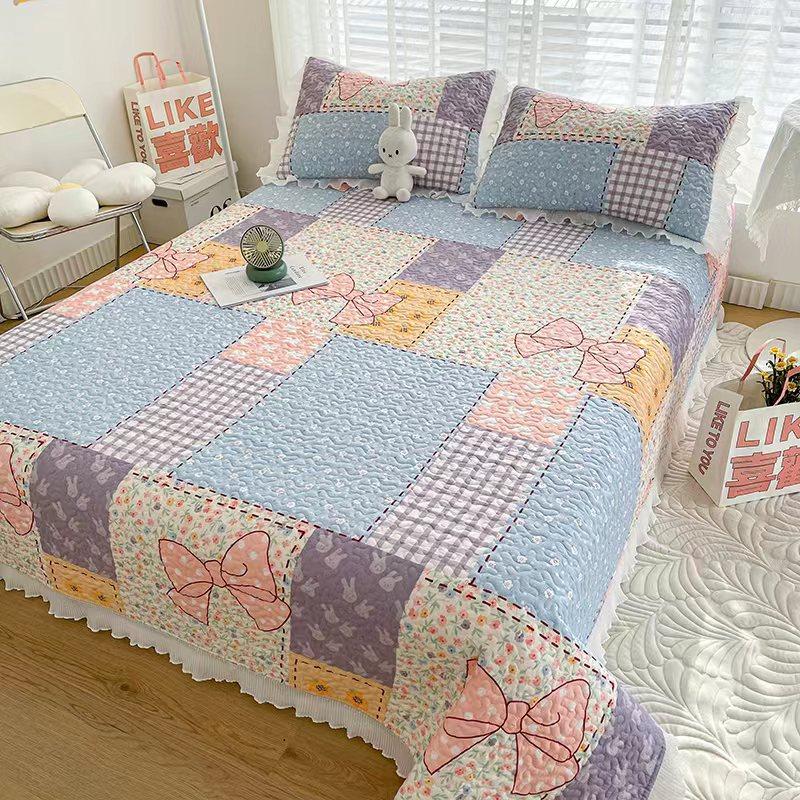 Новый комплект из трех предметов с жемчужным хлопковым покрывалом Fairy с стиркой в ​​пресной воде и хлопковым кружевным покрывалом