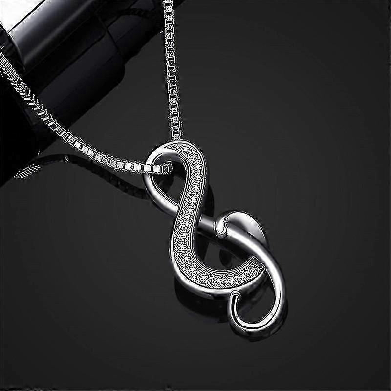 Women's 925 Sterling Silver Music Note Pendant Necklace - 18 Inch