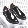 Autumn Leather Shoes Business Dress Casual Glossy Lace-Up Shoes Men'S British Pointed Patent Leather Trendy Shoes 3017-G