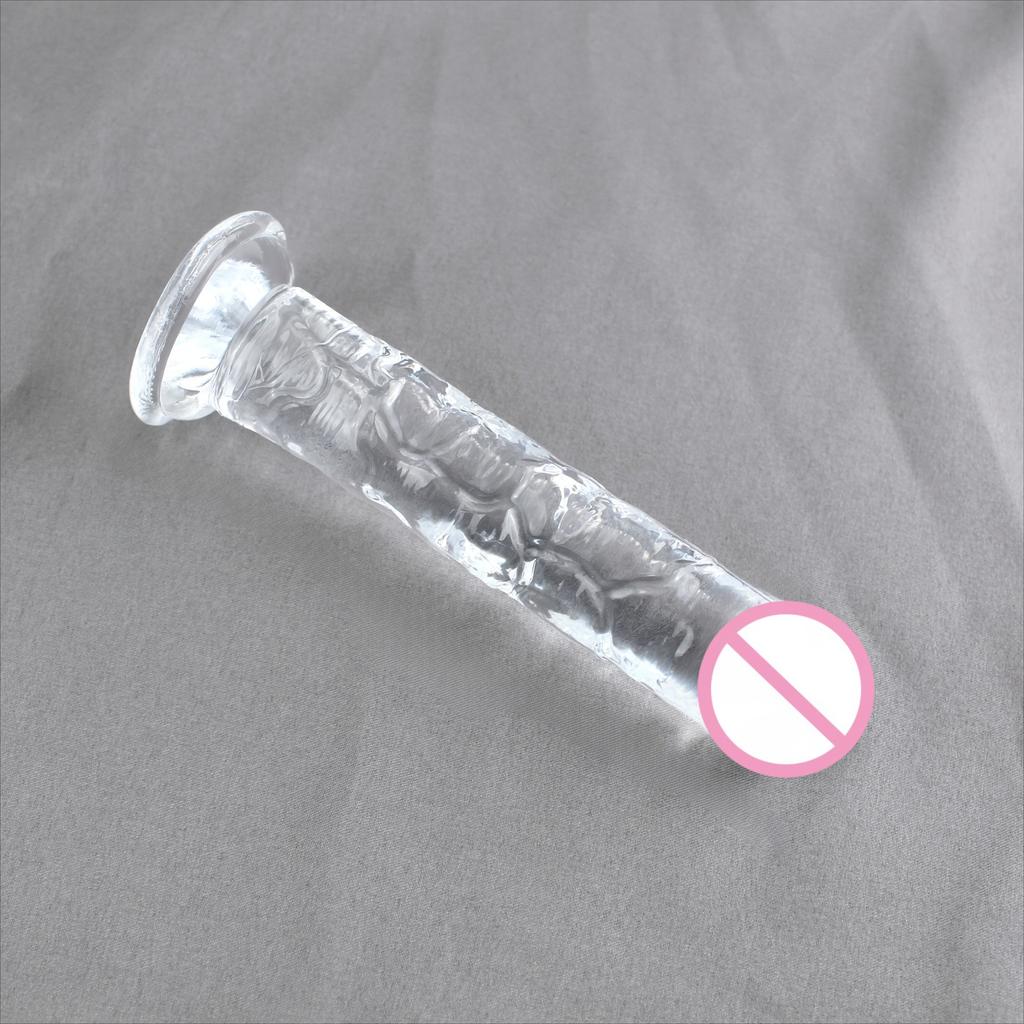 Большой Кристально Чистый Желейный Реалистичный Дилдо Пенис Член Анальная Пробка Вагинальная Анальная Стимуляция Присоски Мастурбатор Игрушки для Взрослых