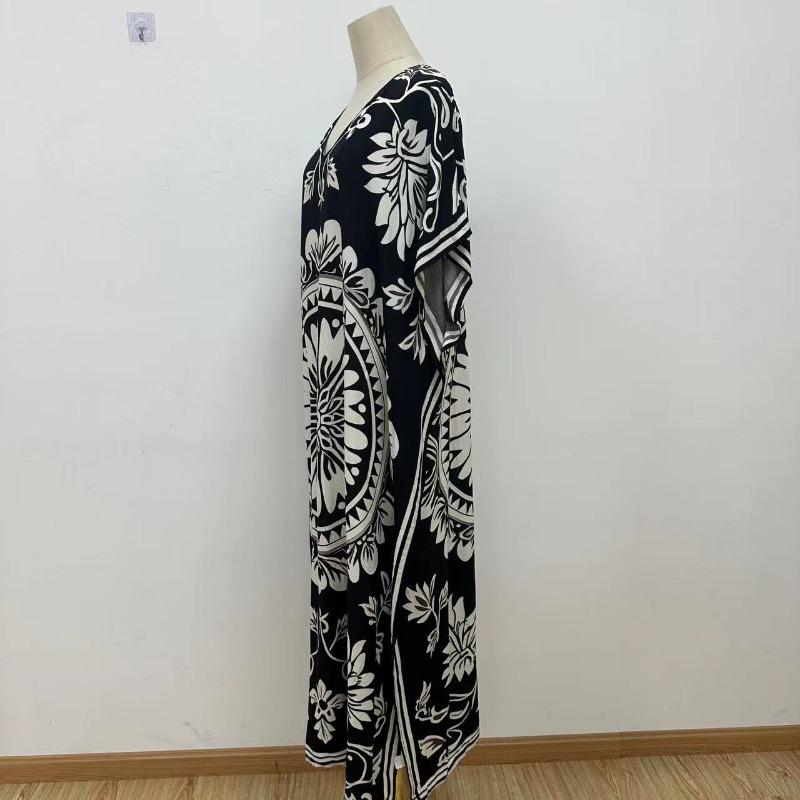 Плюс Размер Женщин Новый Принт Пляжный Свободный Платье Праздничный Бикини Накидка