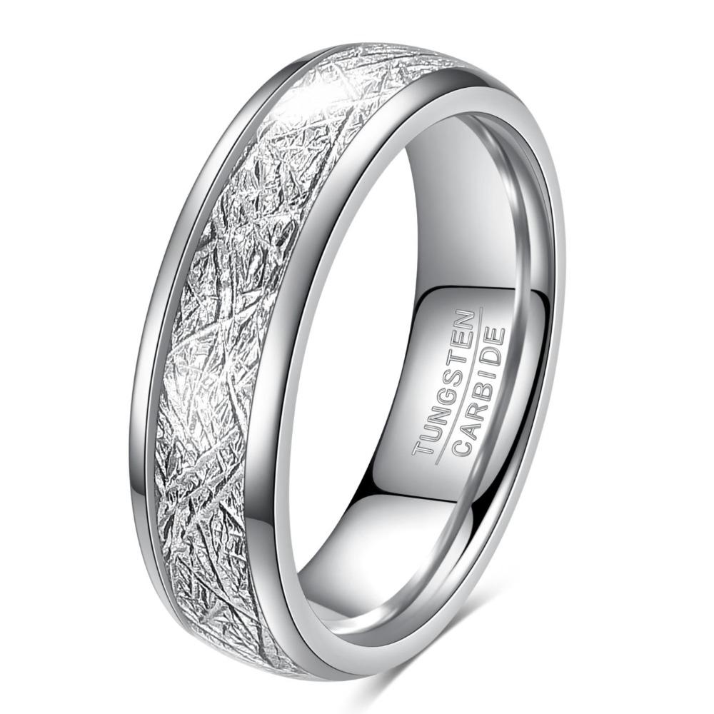 Кольцо из вольфрамовой стали с золотой сферой, 4 мм 6 мм шириной, с матовым узором метеорита