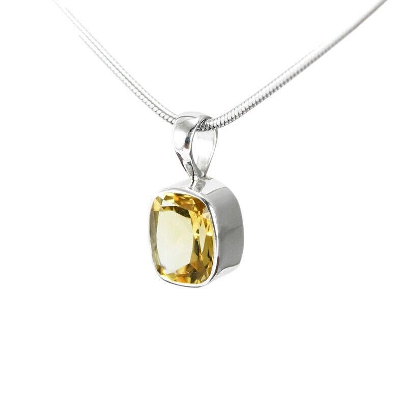 Natural Citrine Pendant Necklace Set In 925 Sterling Silver Pendant For Women
